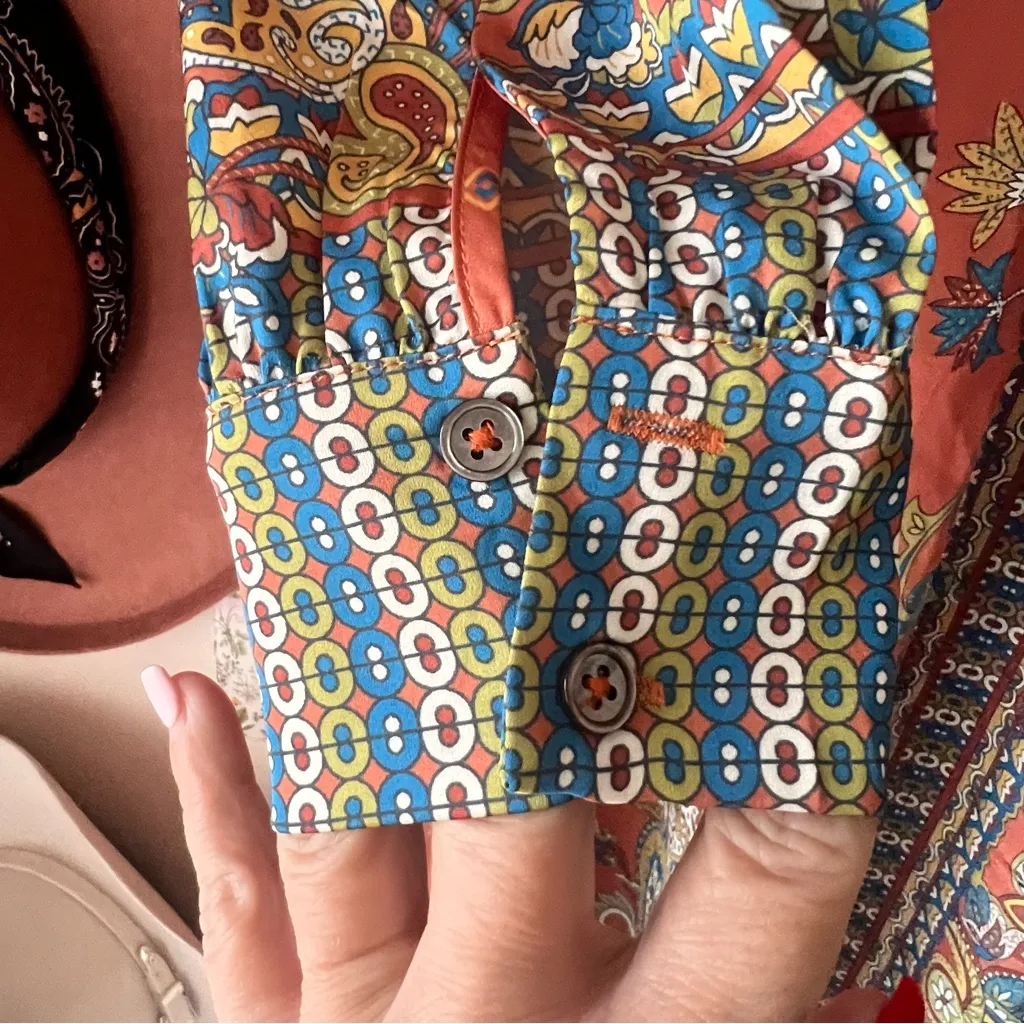 CURRENT AIR Paisley‎ Patterned MIDI Dress Rust Women’s SIZE SMALL boho - Image 3