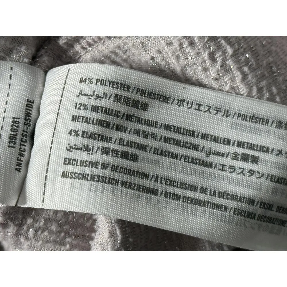 Womens Abercrombie & Fitch Purple Silver Glitter Short Sleeve Crop Top Size XS - Image 5