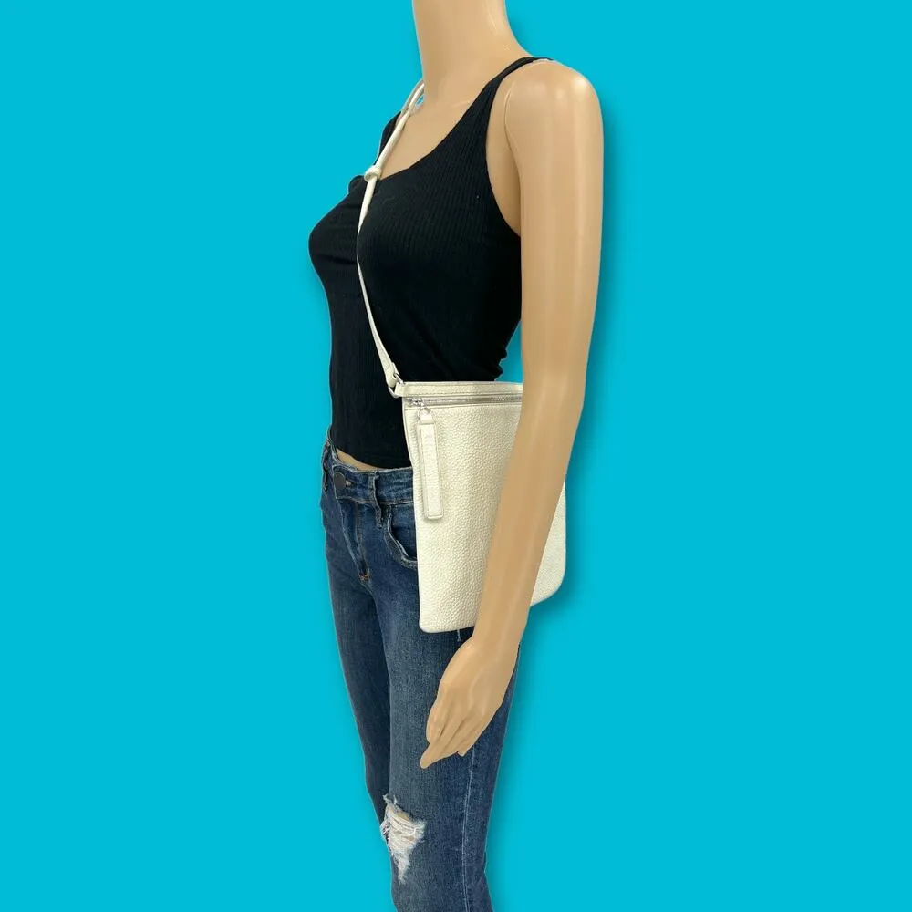 KARA New York cream white pebbled leather Tri Way crossbody bag purse - Image 3