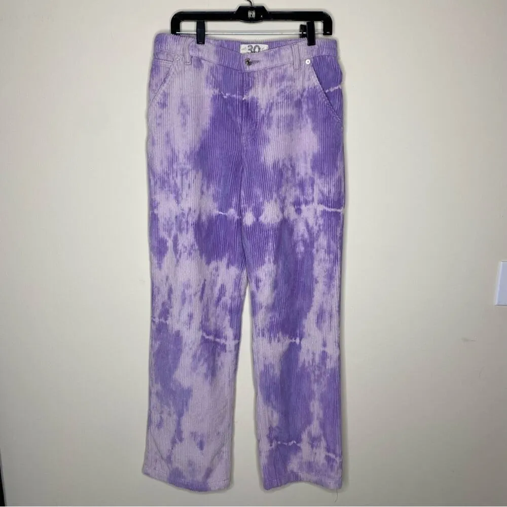 We the Free People Reese Pitched Straight Leg Corduroy Tie Dye Purple Pants 30 - Image 4
