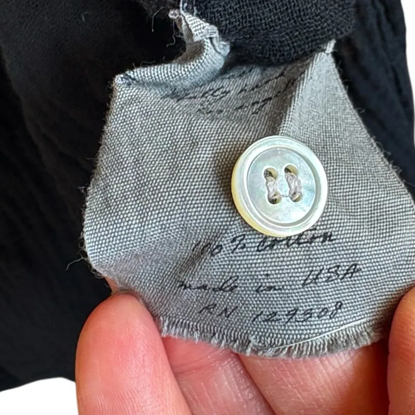 EUC Raquel Allegra Gauze Caftan Shirt Dress Black One Size Fits Most Retail $495 - Image 10