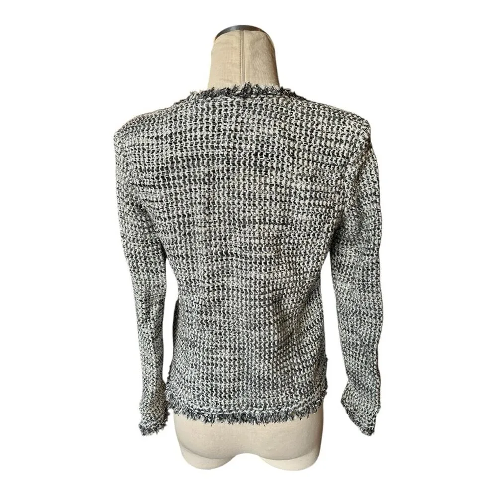 IRO Jacket Unplug Silver/White Metallic Tweed Size 36 Open Front - Image 4