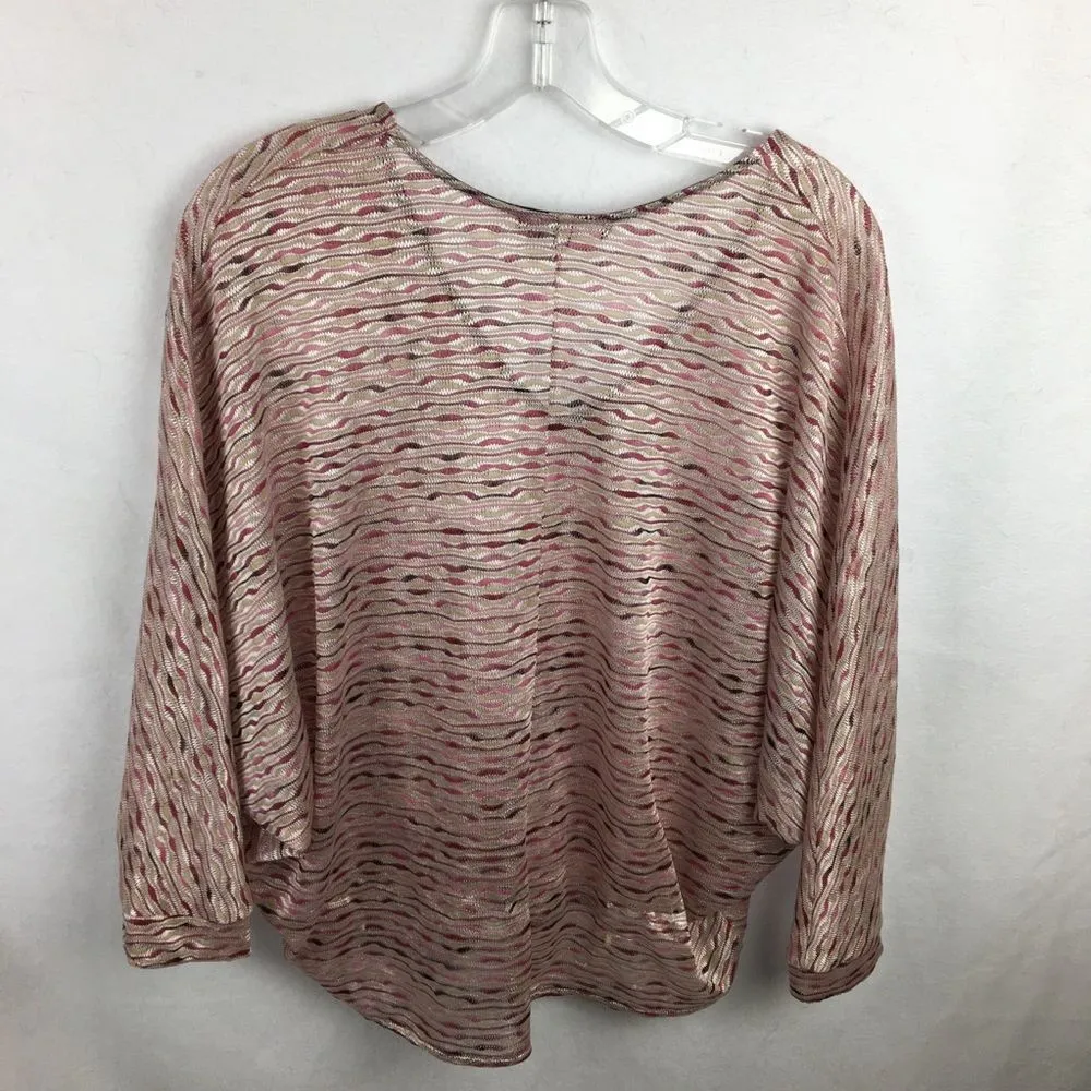 Karina Grimaldi Pink & Tan Striped Shiny Top M - Image 6