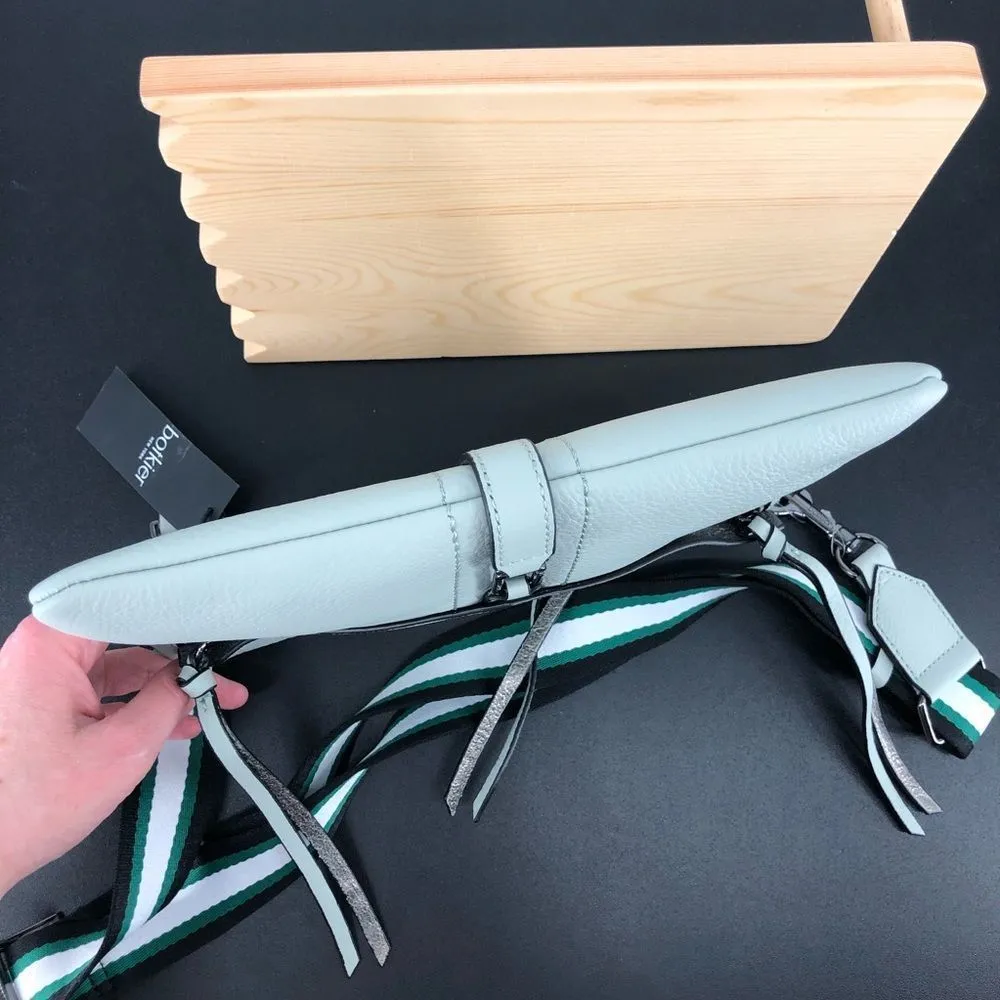 Botkier Trigger Flat Zip Crossbody Bag Detachable Nylon Strap in Soft Sage NWT - Image 13