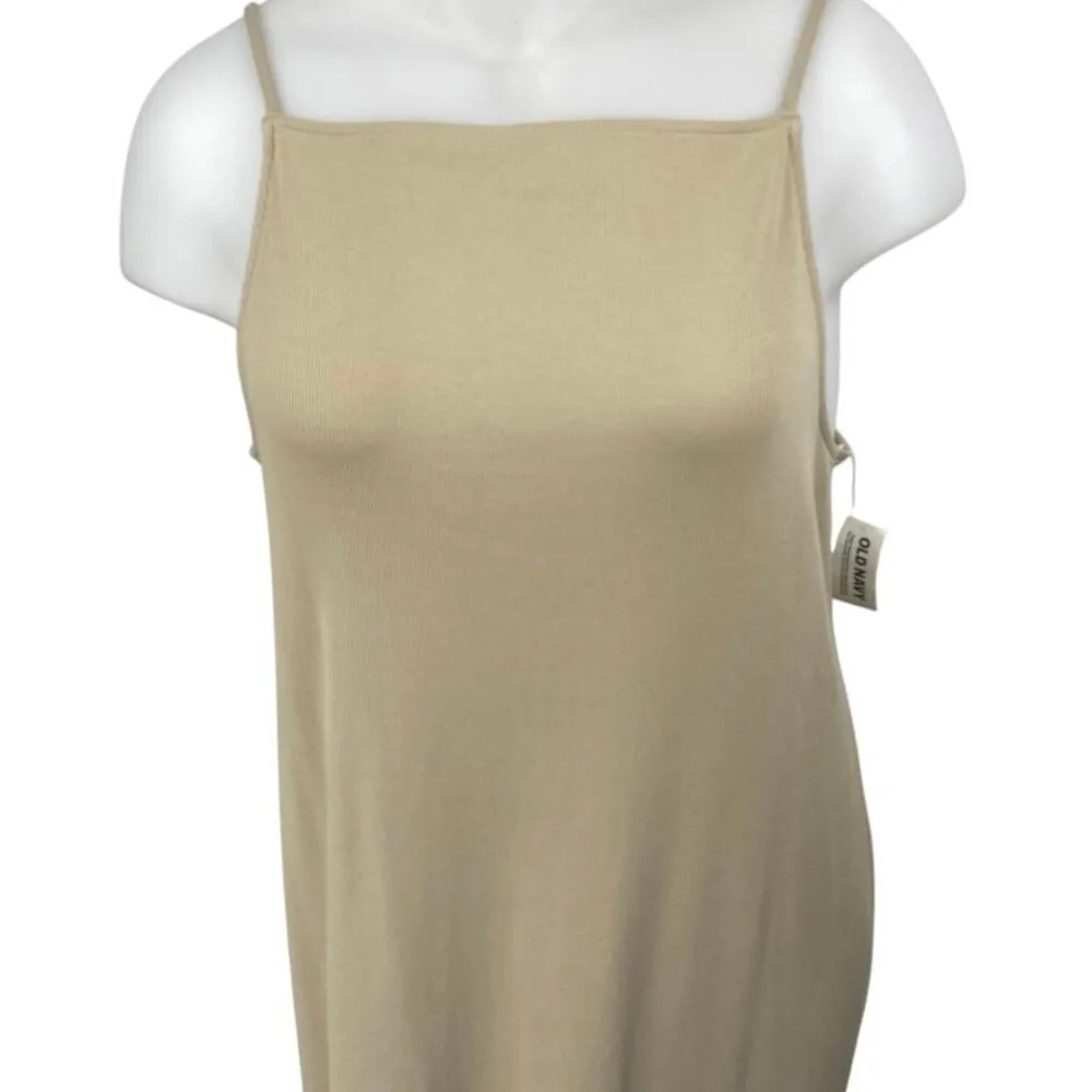 NEW Old Navy Beige Tan Sleeveless Knit Cami Camisole Tank Midi Dress Size XXL - Image 3