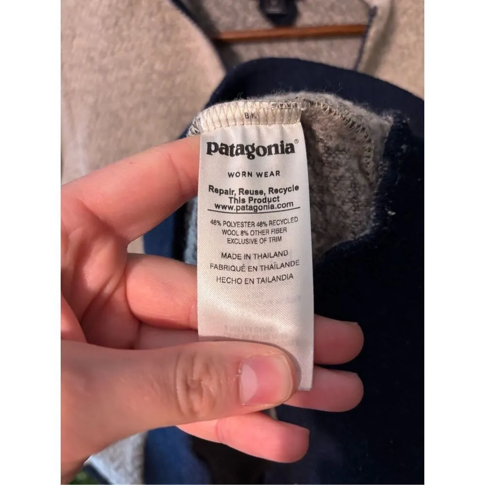 PATAGONIA WOOLYESTER FLEECE 1/4 ZIP JACKET WOMENS SMALL OATMEAL BEIGE WOOL POLY - Image 4