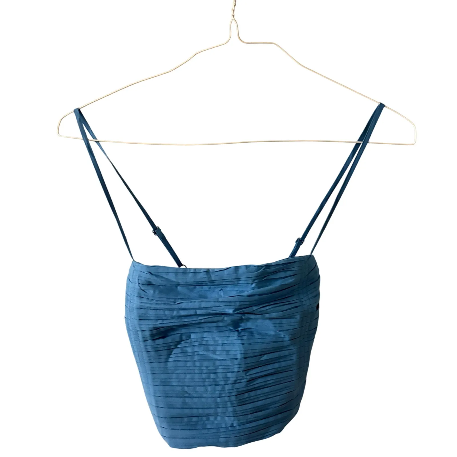 Madewell Poplin Crop Tube Top 4 Women’s Ornamental Blue NL058 - Image 2