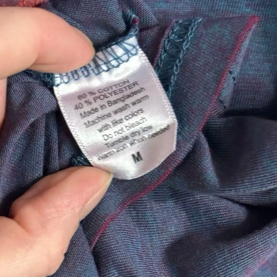 Harley Davidson Flame Logo Shirt Womens M Short Sleeve Tee Purple Blue Quincy IL - Image 3