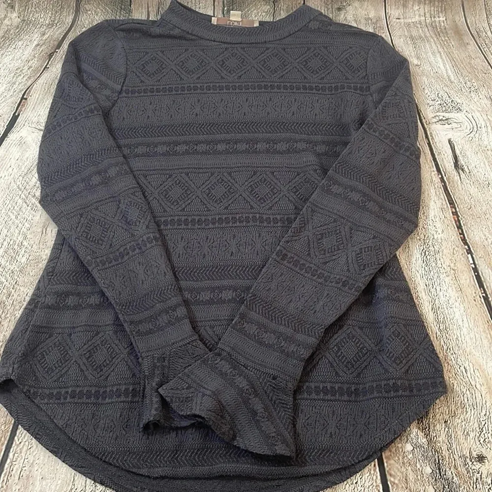 Women’s LOFT navy blue thin bell sleeve sweater small - Image 2