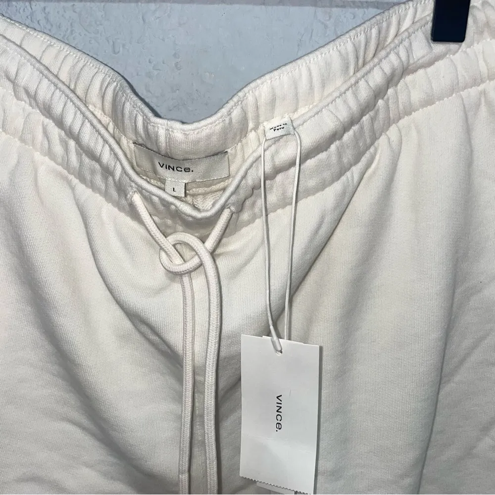 Vince Drawstring Lounge Shorts in Bone Large 100% Cotton - Image 4