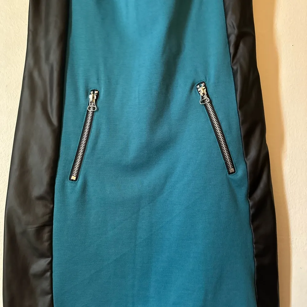 Paperdoll Teal Blue Black Turquoise Leather Dress Size Small - Image 3