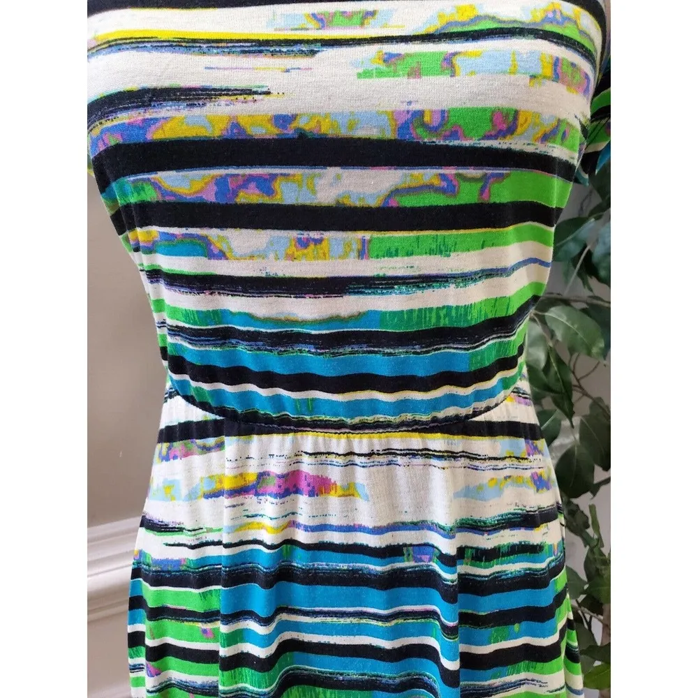 Stitch Clothing Co. Women Multicolor Round Neck Short Sleeve Knee Length Dress L Size L - Image 3