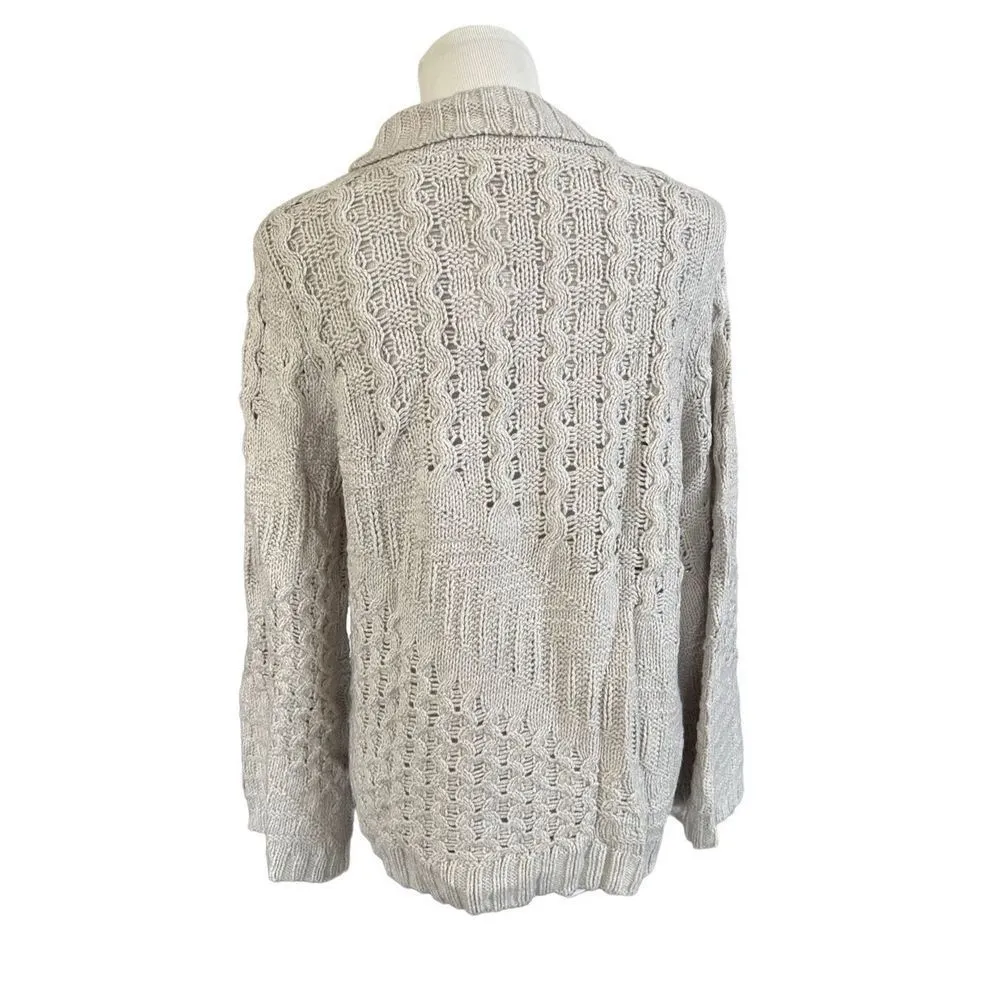 Soft Surroundings NWT Sweater Open Cable Knit Flare Sleeve Mock Neck sz L - Image 2