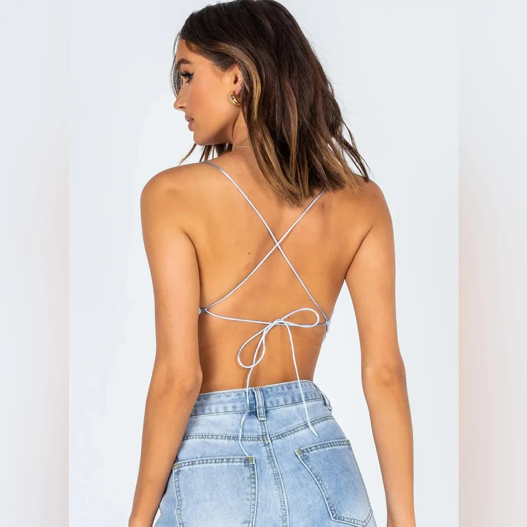 Princess Polly White Satin Crop Top - Image 3