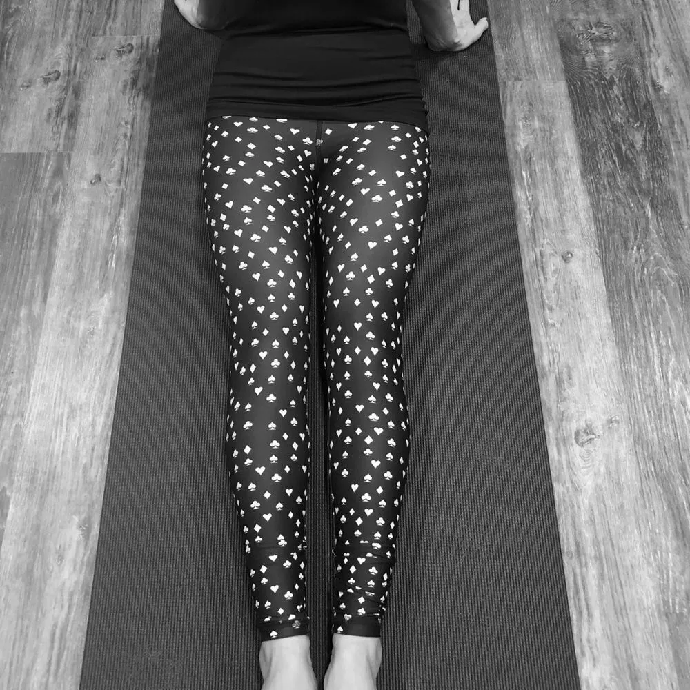 Strut This Black Leggings with Five Card Suits - One Size - Image 6