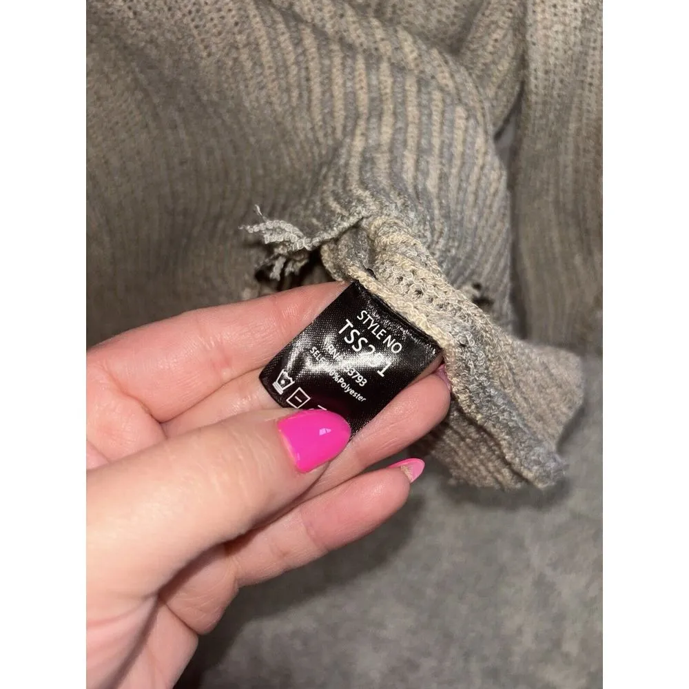 POL gray knit sweater size small distressed light‎ weight casual - Image 4