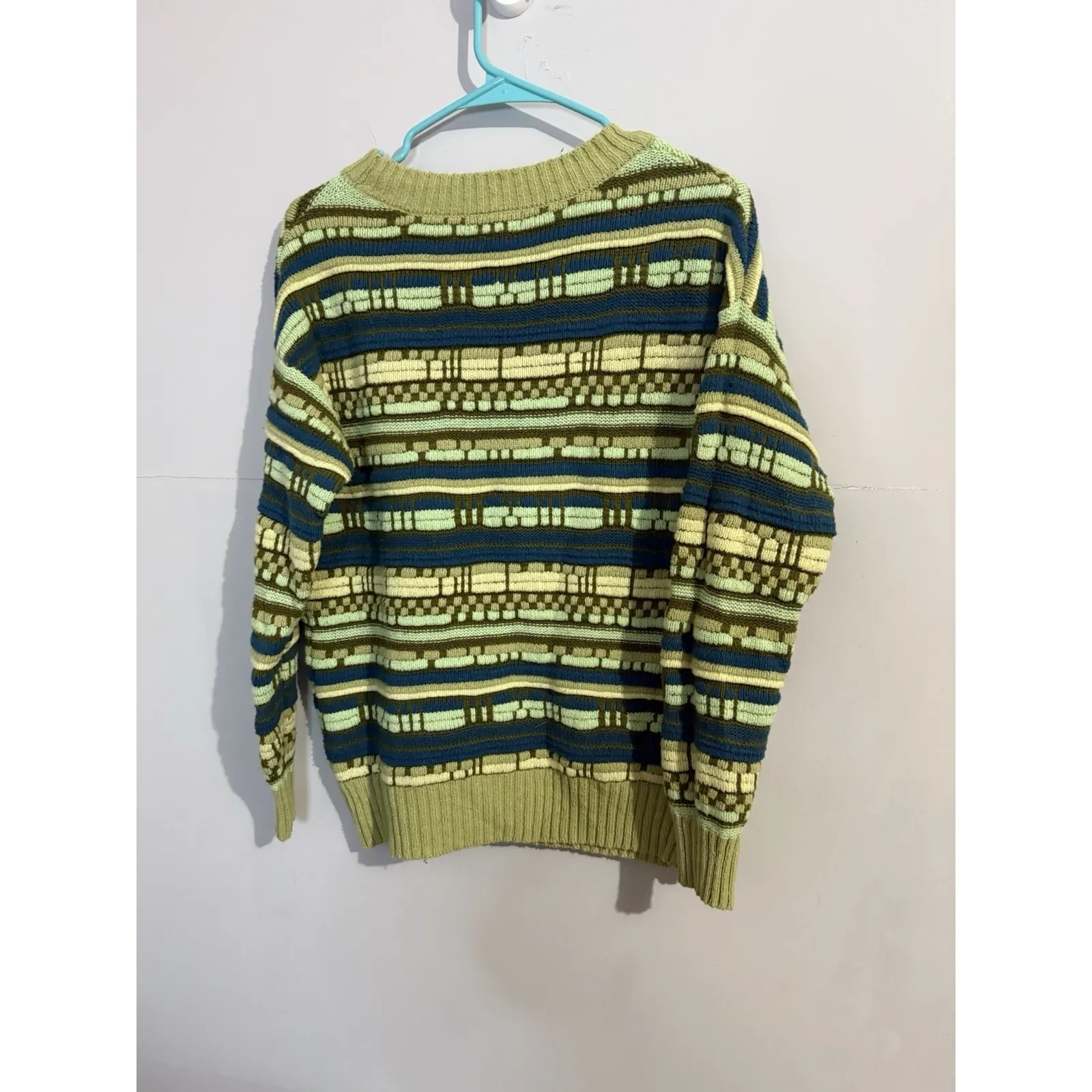 Wild Fable Women's Long Sleeve Stripped Crewneck Textured Sweater S Green - Image 5