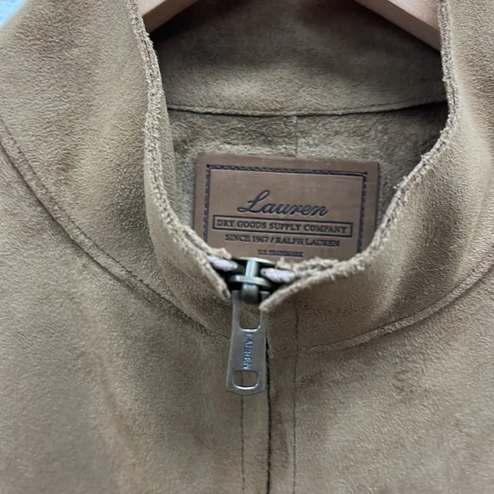 Ralph Lauren Dry Goods Supply Company Vegan Suede Zip Front Vest L Tan Size L - Image 3