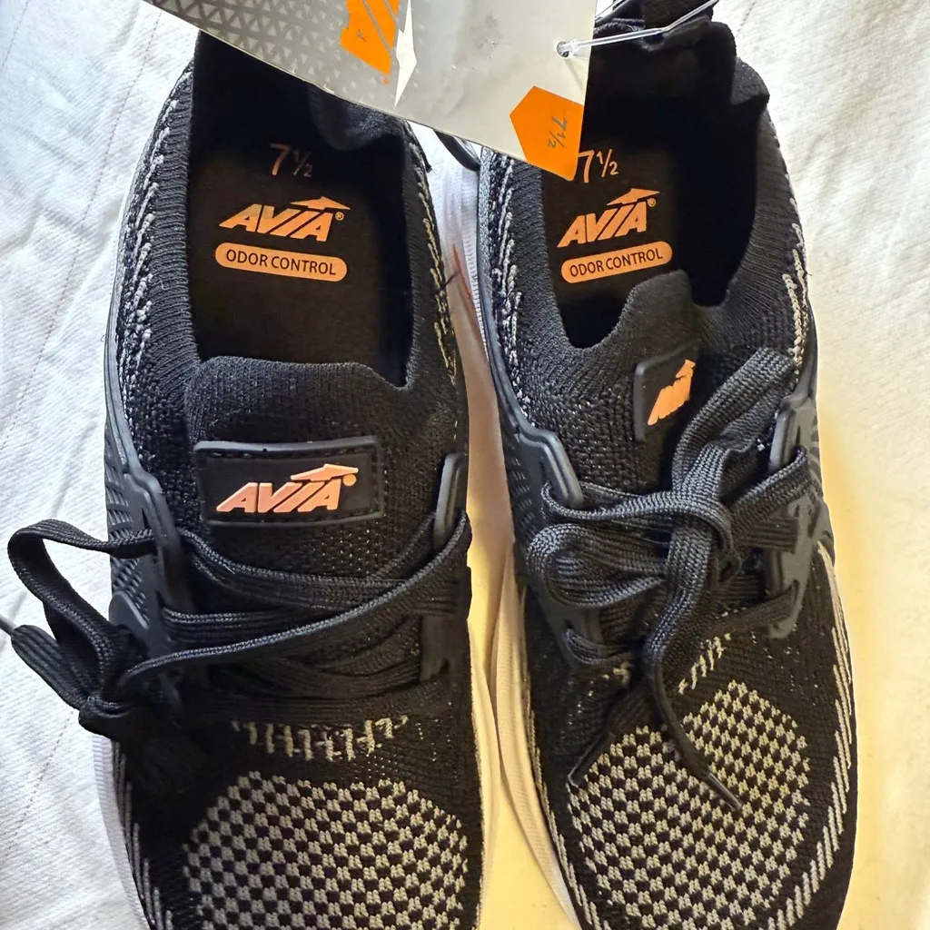AVIA Women’s Running Shoes Size 7.5 | Black Gray Orange Knit Sneakers Comfort - Image 5