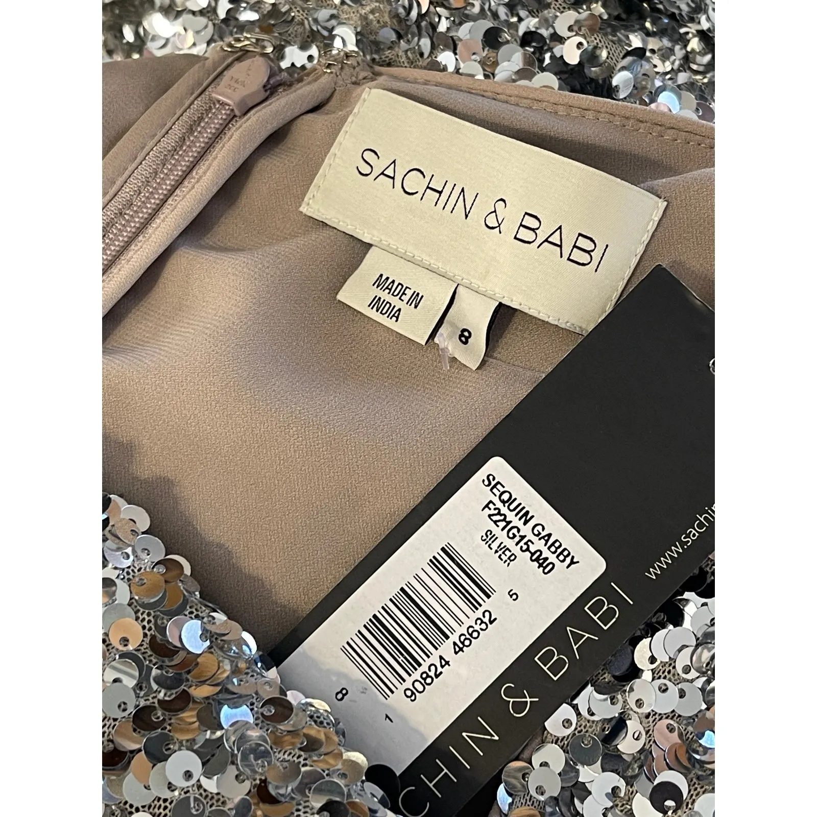 Sachin + Babi Size 8 NEW Womens Sequin Gabby Glitter Long Sleeve V Neck Gown NWT - Image 8