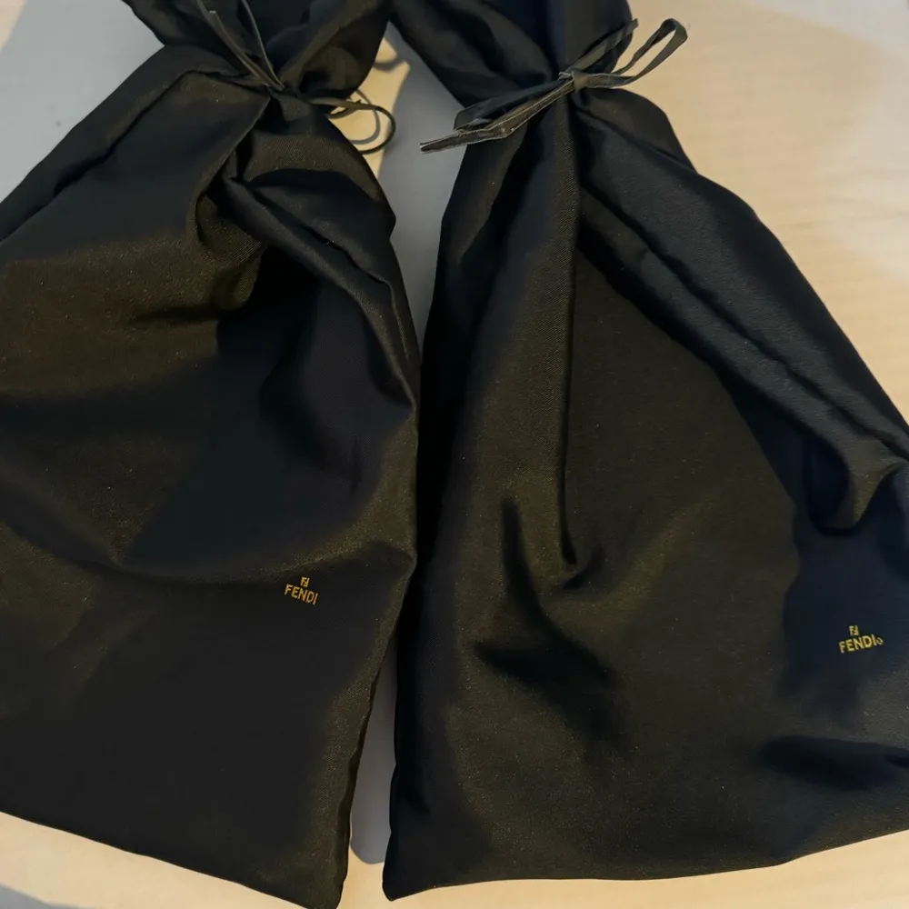 Vintage Fendi Kitten Heels, Black Suede Upper and Rubber Soles with Dust Bags - Image 12