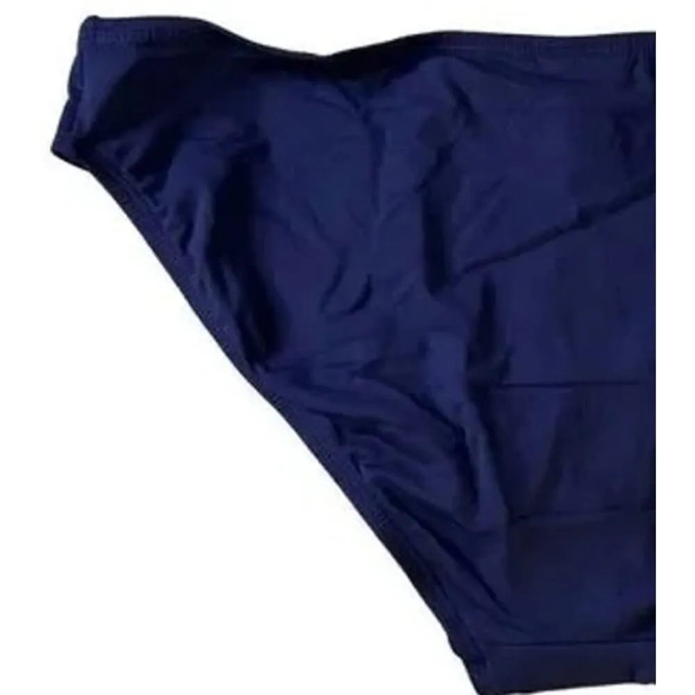 NWT Andie Swim The Bikini Bottom Medium Coverage Leg Cut Low Rise L Navy Blue - Image 7