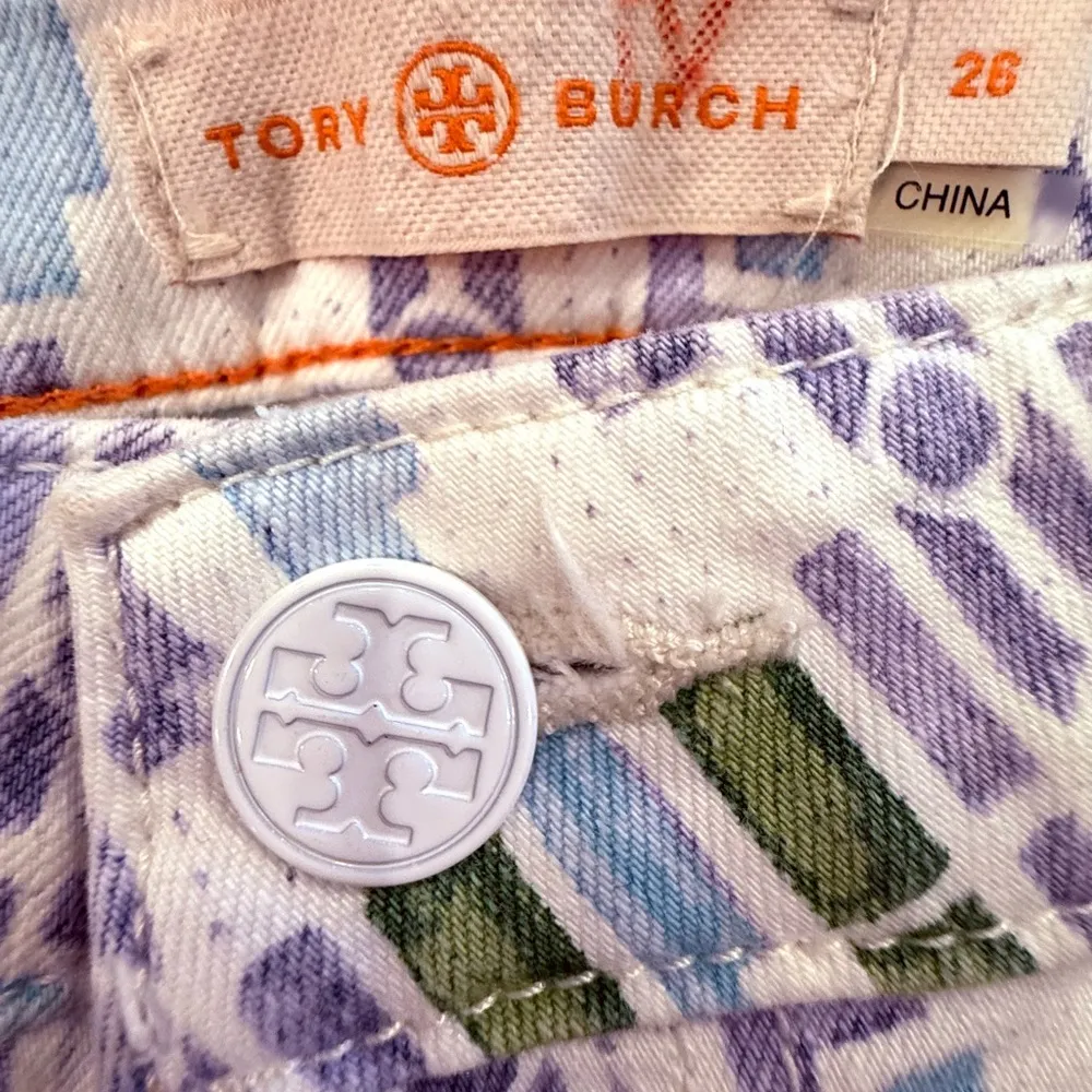 Tory Burch Purple and Green Patterned Pants - Image 4