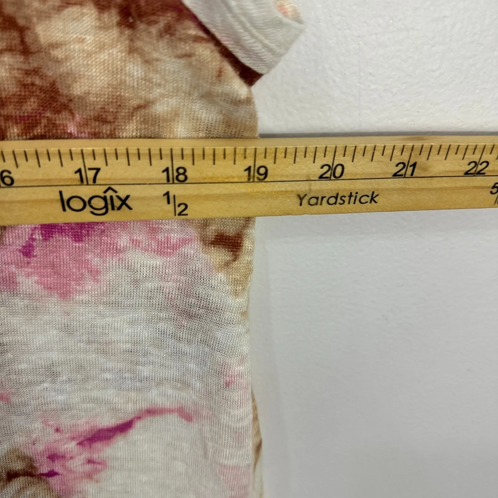 Cynthia Rowley Linen Top M Pink Brown Tie Dye Boho Artsy Resort Coastal Chic - Image 4