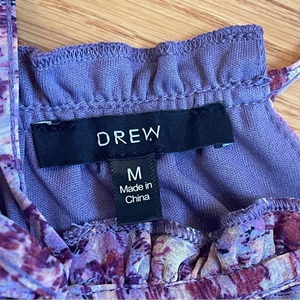 Anthropologie Drew Floral Halter Tiered Mini Dress Pink-Purple Sz M - Image 8