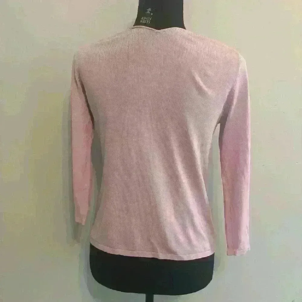 Eileen Fisher Italian Yarn Viscose Cotton
Elbow Length Light Pink Top size XS - Image 3