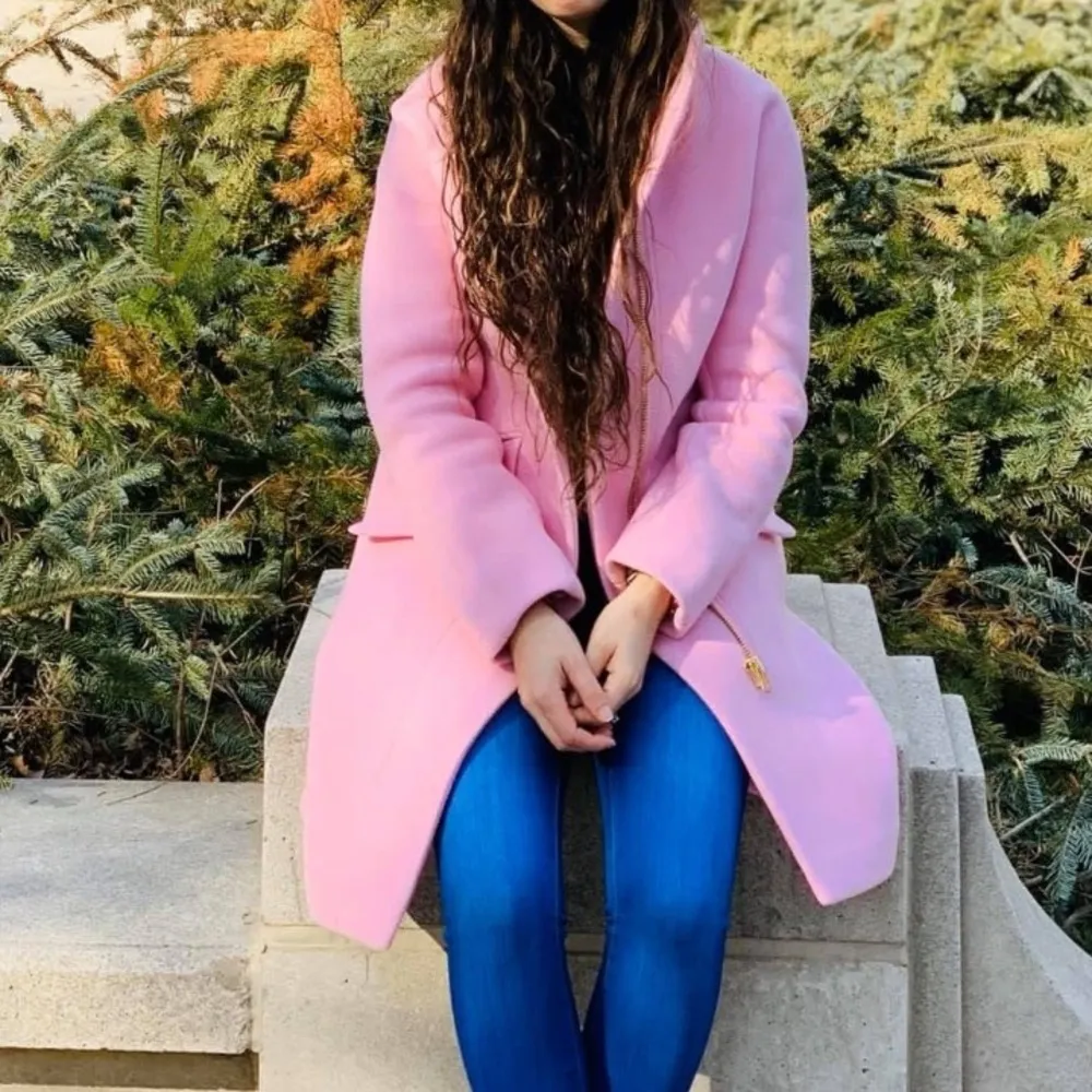 NEW J.Crew Pink Nello Gori Italian Stadium Cloth Wool Cocoon Coat Size 00 - Image 5