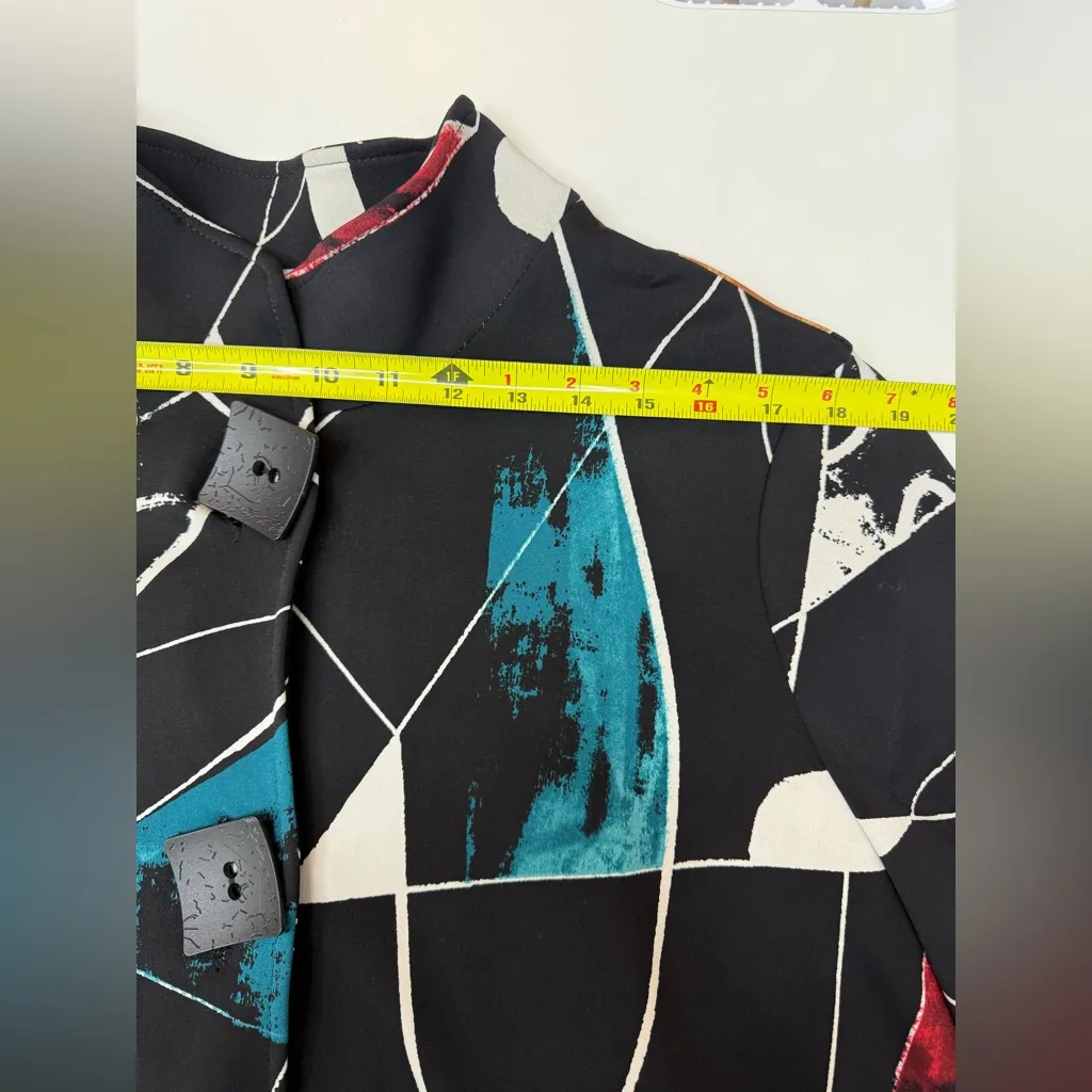 Joseph Ribkoff Black Abstract Print Jacket / Top size 16 - Image 6