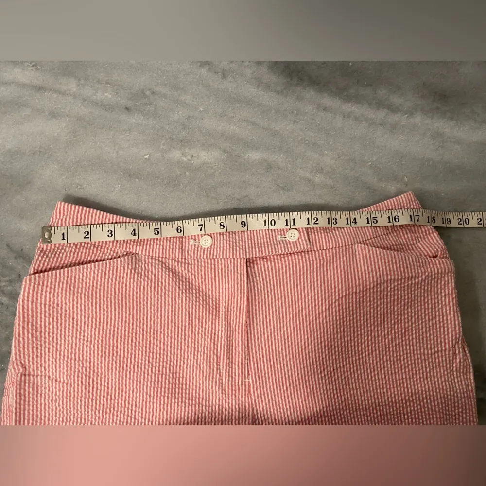 Jones Studio Size 14 Pink White Stripe Seersucker Cotton Stretch Cropped Pants - Image 10