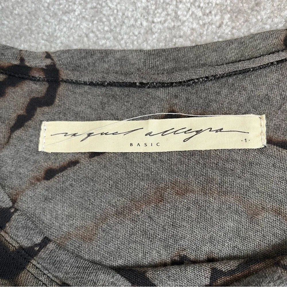 Raquel Allegra 3/4 Sleeve Cocoon Black & Gray Tie Dye Raw Hem Top Size 1 Medium - Image 3