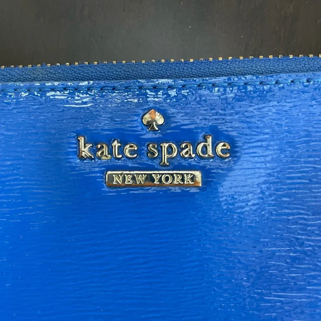 Kate Spade Laurie Cedar Street Patent Leather Wallet Wristlet Orbit Blue - Image 2