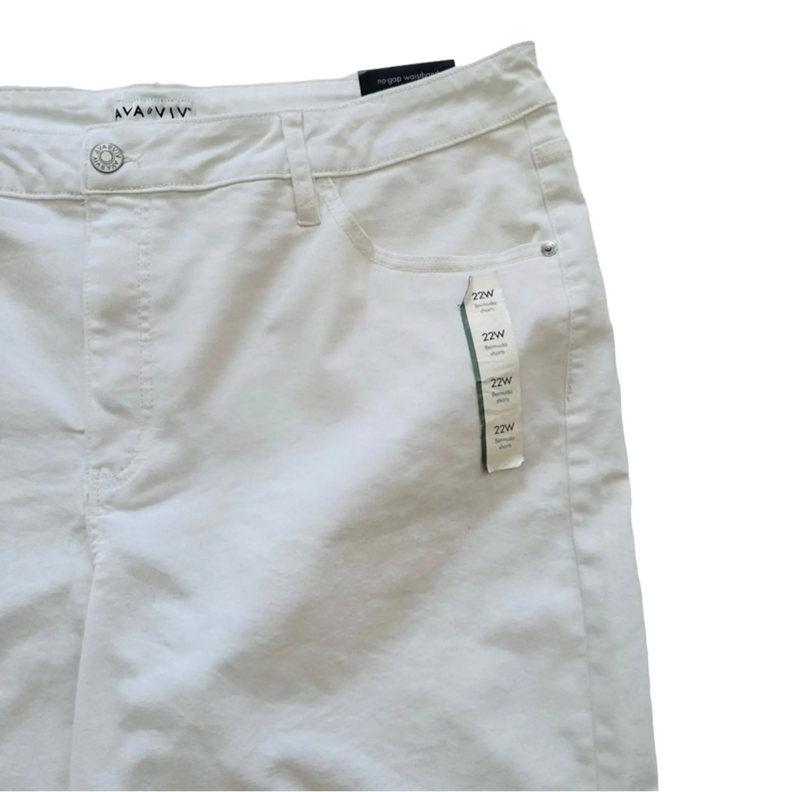 AVA & VIV Shorts White High Rise No Gap Waist Bermuda Denim Jean Plus 22W NEW - Image 8