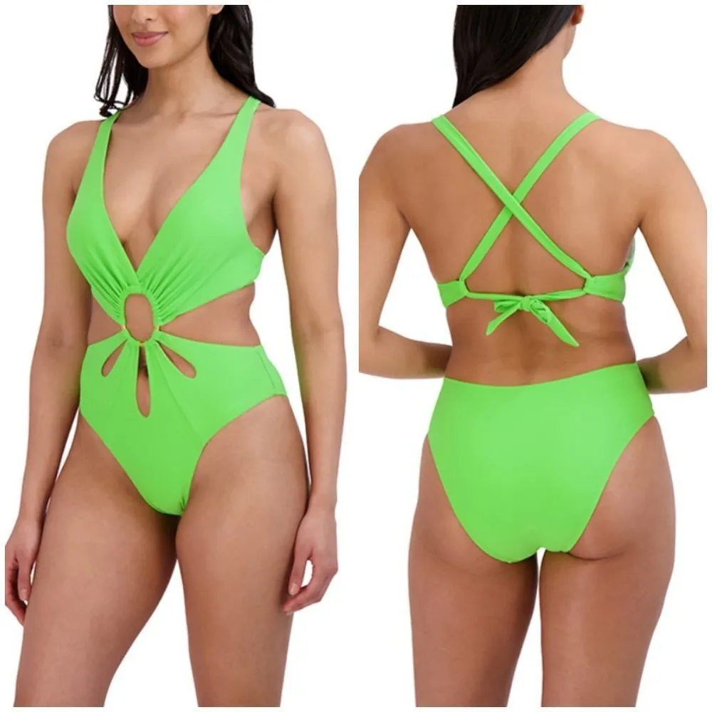 💕BCBGMAXAZRIA💕 Plunge Cutout Monokini Swimsuit ~ Lime Green XL NWT - Image 3
