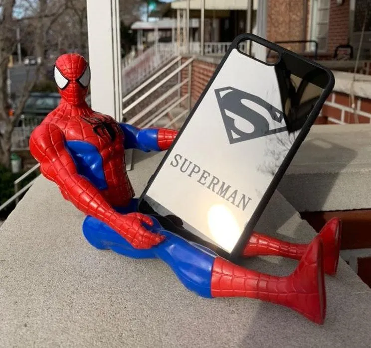 iPhone 8 iPhone 7 Cute Superman Drop Protection Mirror Case Black - Image 2