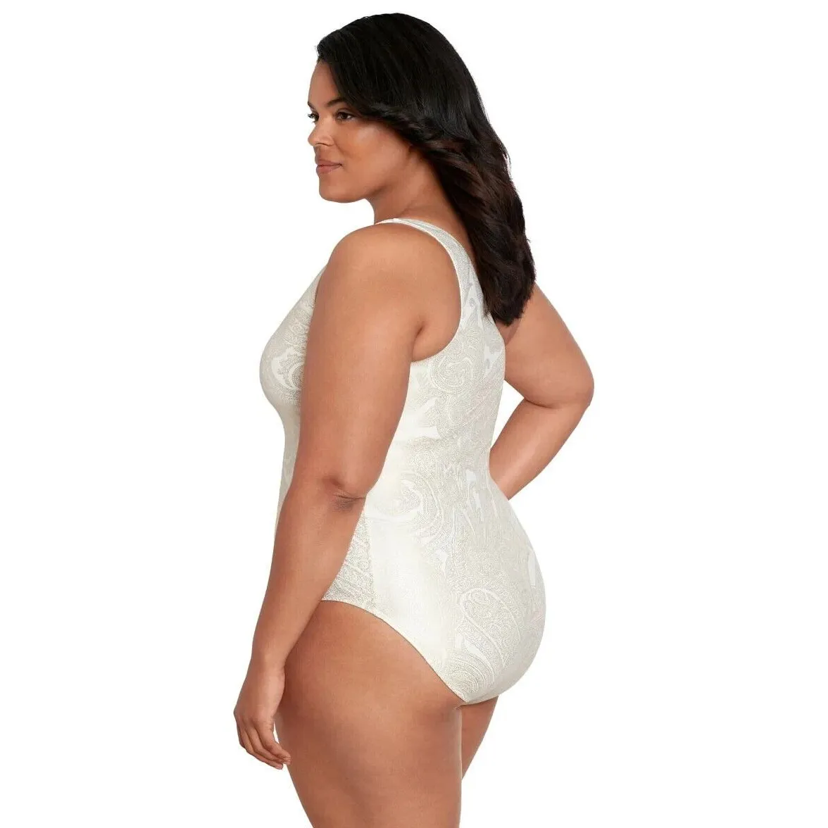 NWT Lauren Ralph Lauren Women Plus Size 20W Luxury Paisley One Shoulder Swimsuit - Image 2