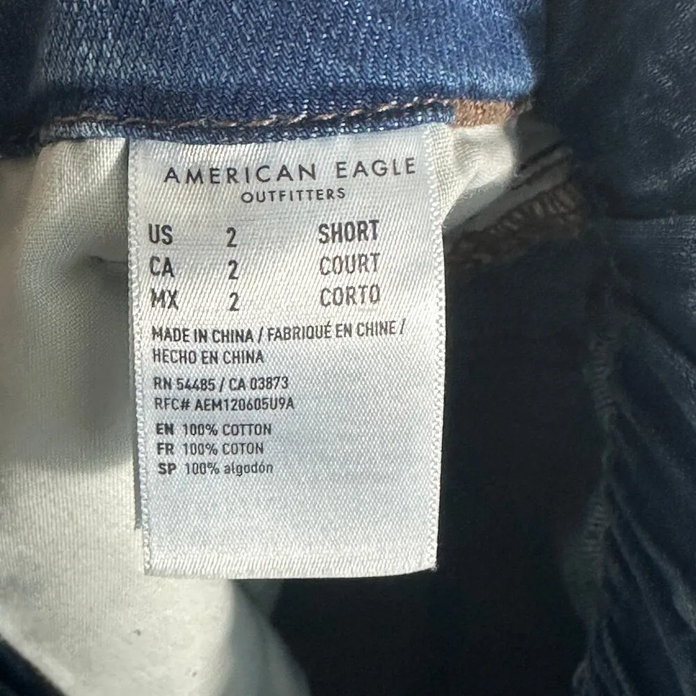 NWT American Eagle Denim Joggers Womens 2 Short Rocky Blue Cargo High Rise 90s - Image 5