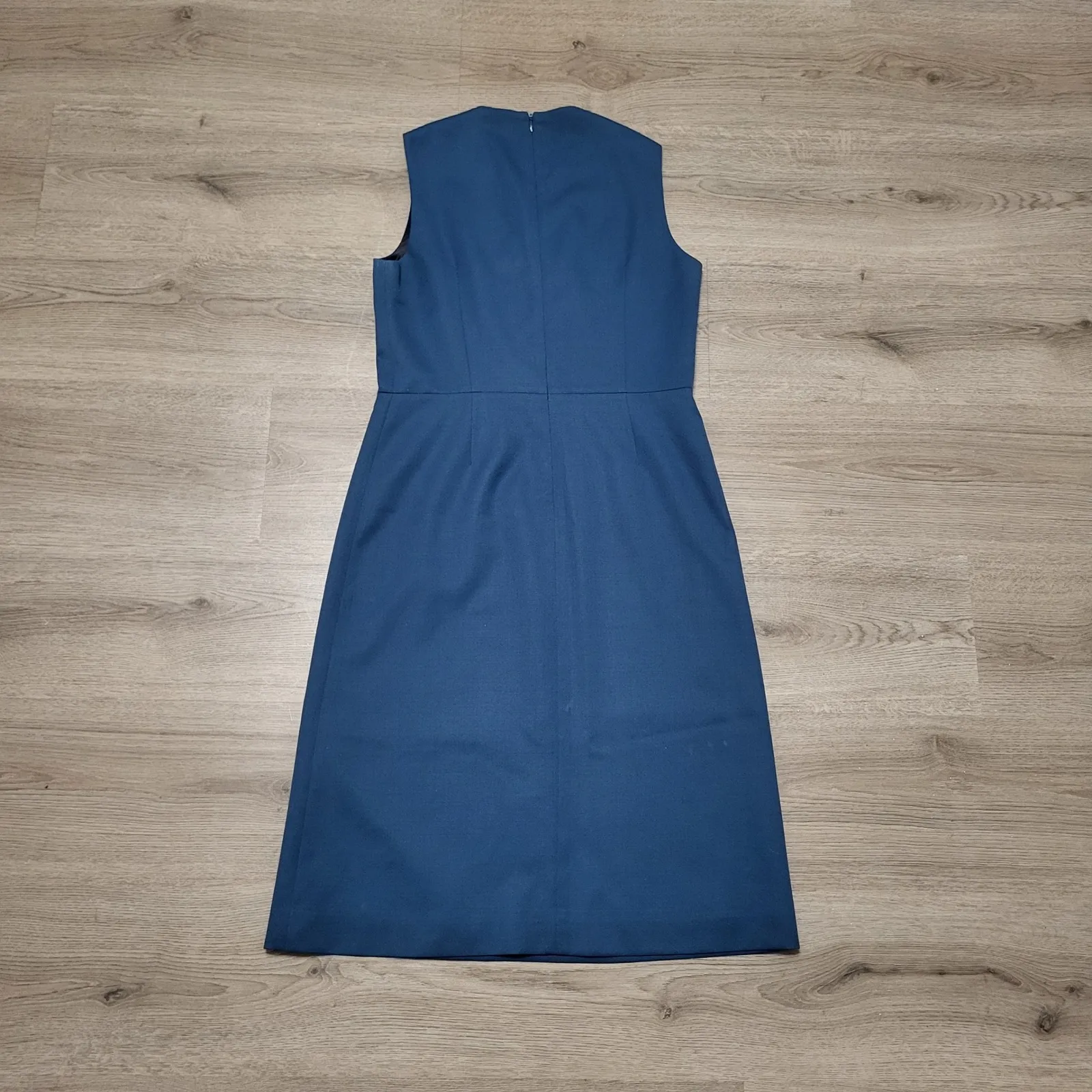 Pendleton Virgin Wool Teal Blue Faux Wrap Dress Classic Sleeveless USA Size 6 - Image 3