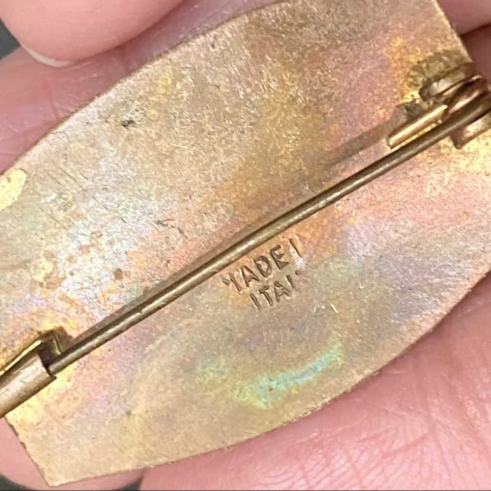 Vintage Italian Micro Mosaic Flower Brooch Made in Italy - Image 9