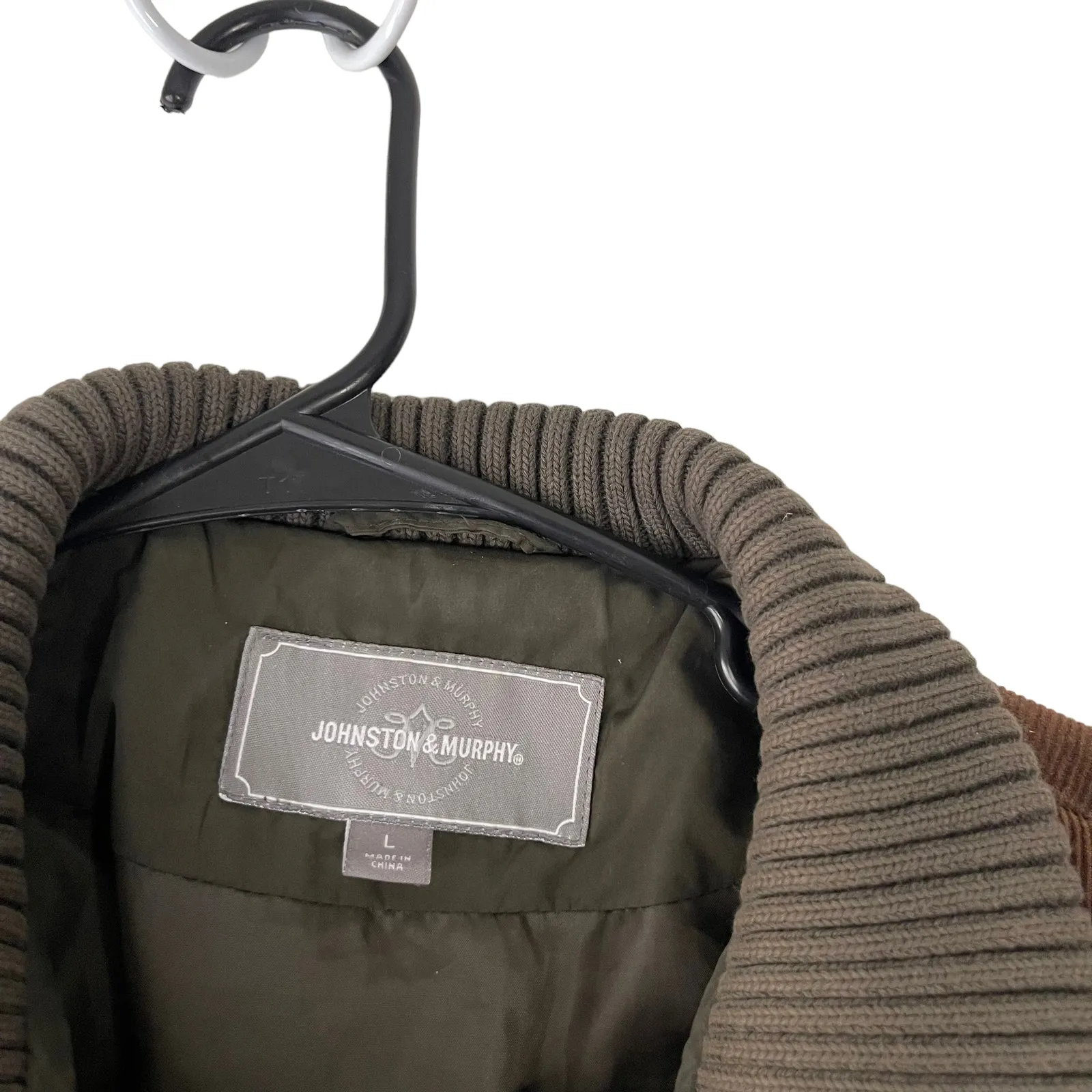 Johnston & Murphy Women's Size Large Army‎ Green Quilted Belted Coat - Image 4