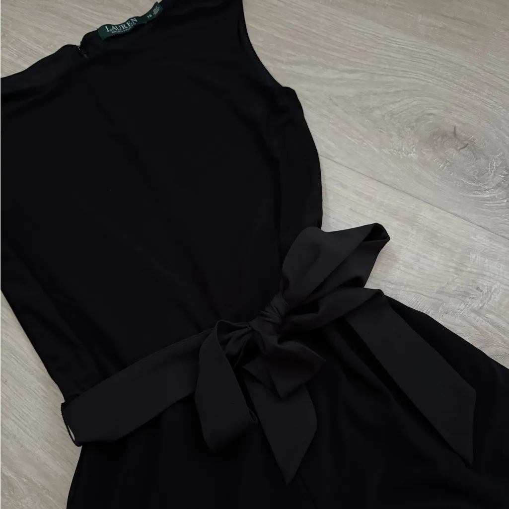 Lauren Ralph Lauren Sleeveless Cropped Wide Leg Tie Waist Jumpsuit | Black | XS - Image 4