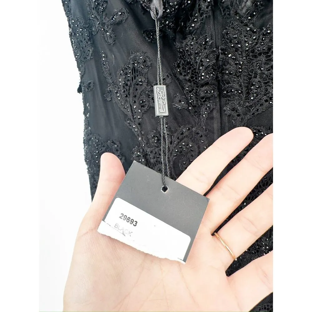 La Femme 29693 Black Lace Off The Shoulder V-Neck Slit Gown Size 12 NWT - Image 5