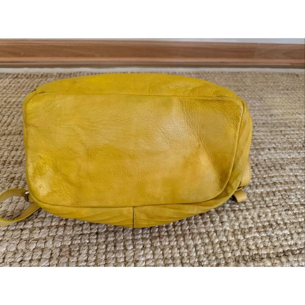Opelle Mustard Yellow Genuine Leather Backpack Sling Bag Women Zip Closure - Image 5