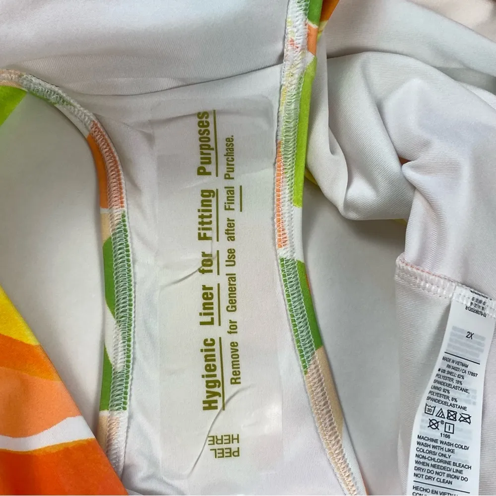 Old Navy Bikini Swim Bottoms Women XXL White Colorful Tropical High Rise Beachy - Image 7