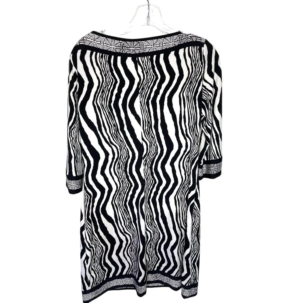 Ali Ro 3/4 Sleeve Black White Abstract Print Dress Size 10 Dress 88M - Image 2