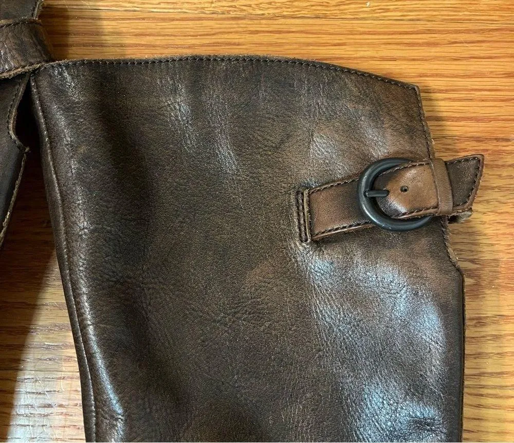 Born Lottie Brown Leather Side Zip Tall Riding Boots Shoes D07716 Womens 8 - Image 4