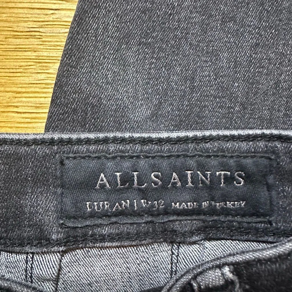 All Saints Duran skinny cargo jeans raw hem black 32 - Image 5